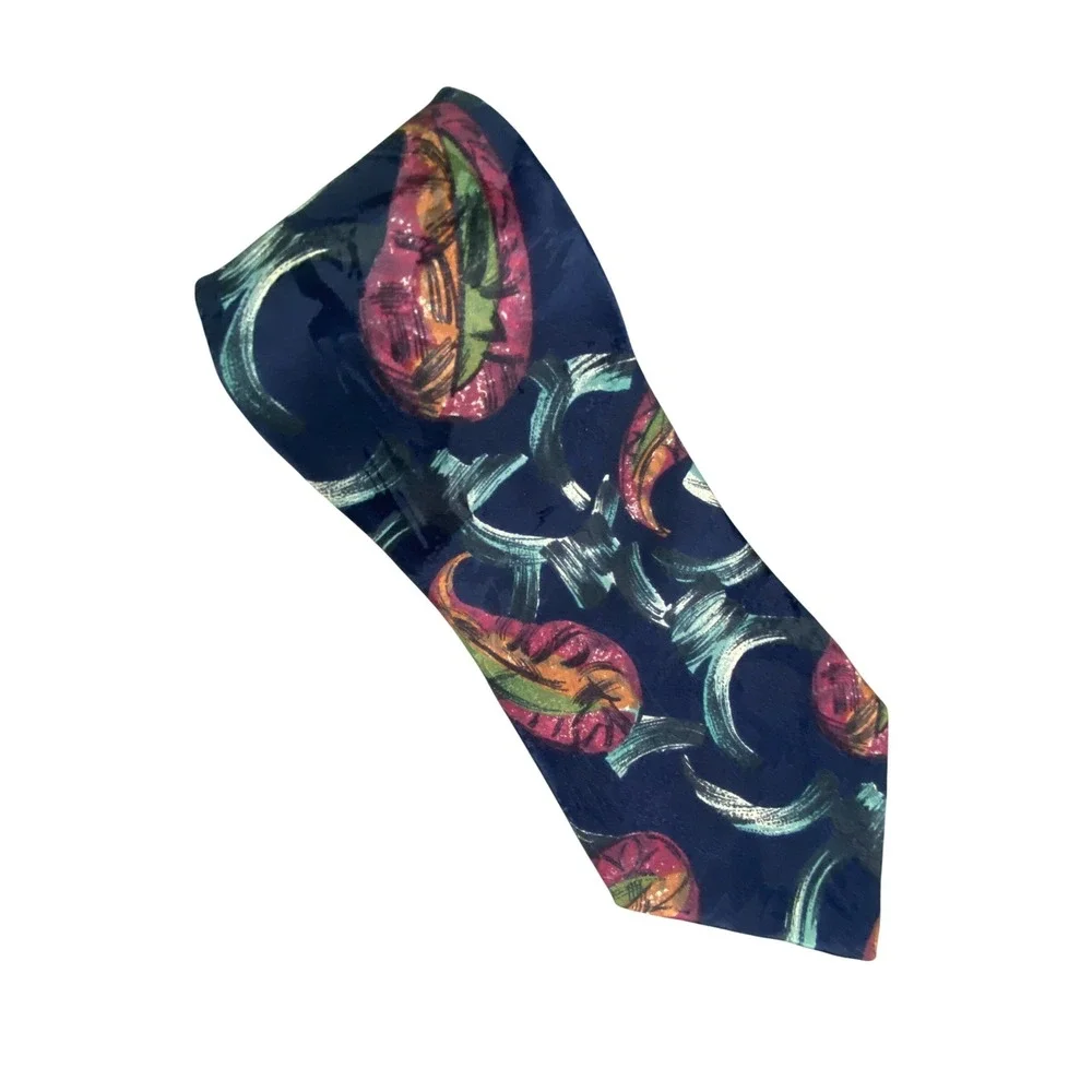Carlos Tomasini Mens‎ Silk Tie Navy Abstract Artistic Artsy Paisley USA 58x4